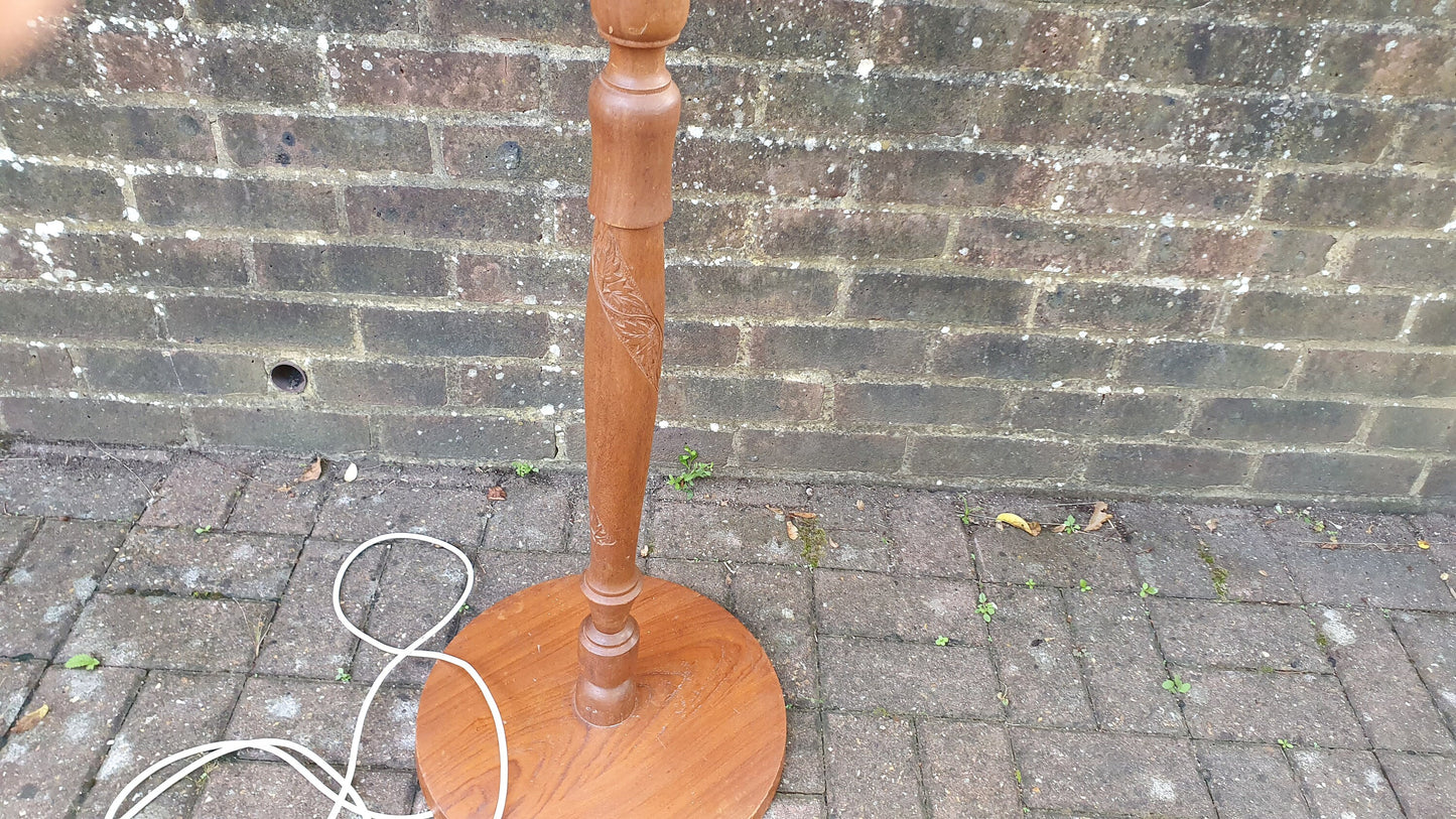 Vintage 60’s Carved Teak Standard Lamp