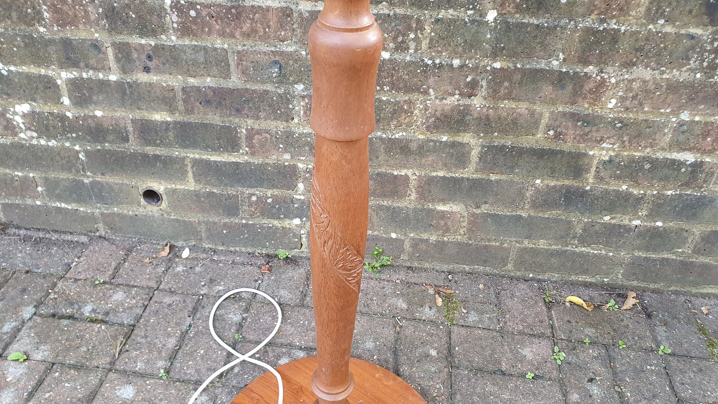 Vintage 60’s Carved Teak Standard Lamp