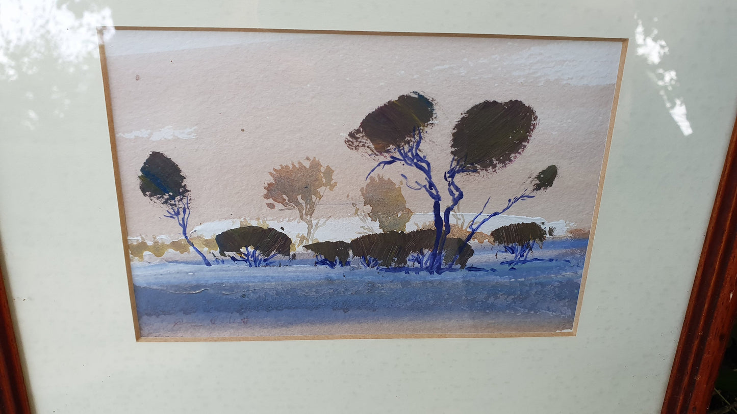 Pair of Australian Original Landscape Watercolours - Yibiyung Roma Winmar Aboriginal Art Collectible