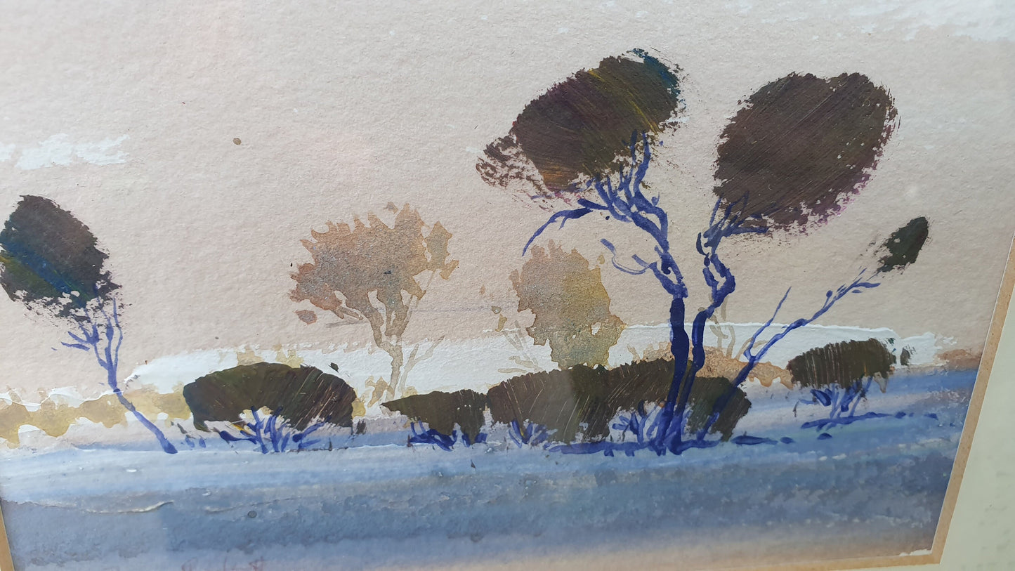 Pair of Australian Original Landscape Watercolours - Yibiyung Roma Winmar Aboriginal Art Collectible