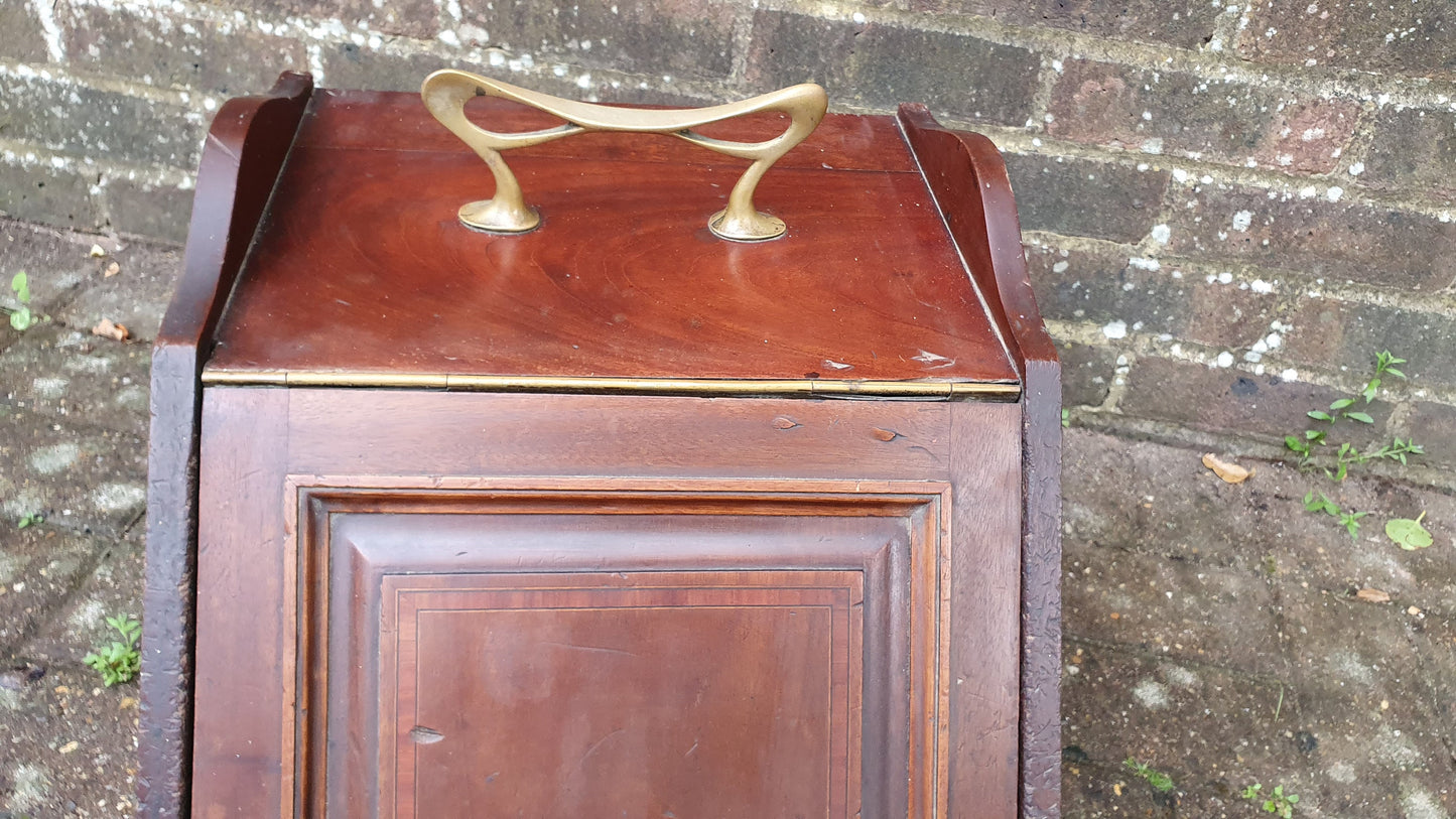 Vintage Mahogany Coal Box Bucket Scuttle Fireplace Storage Kindling