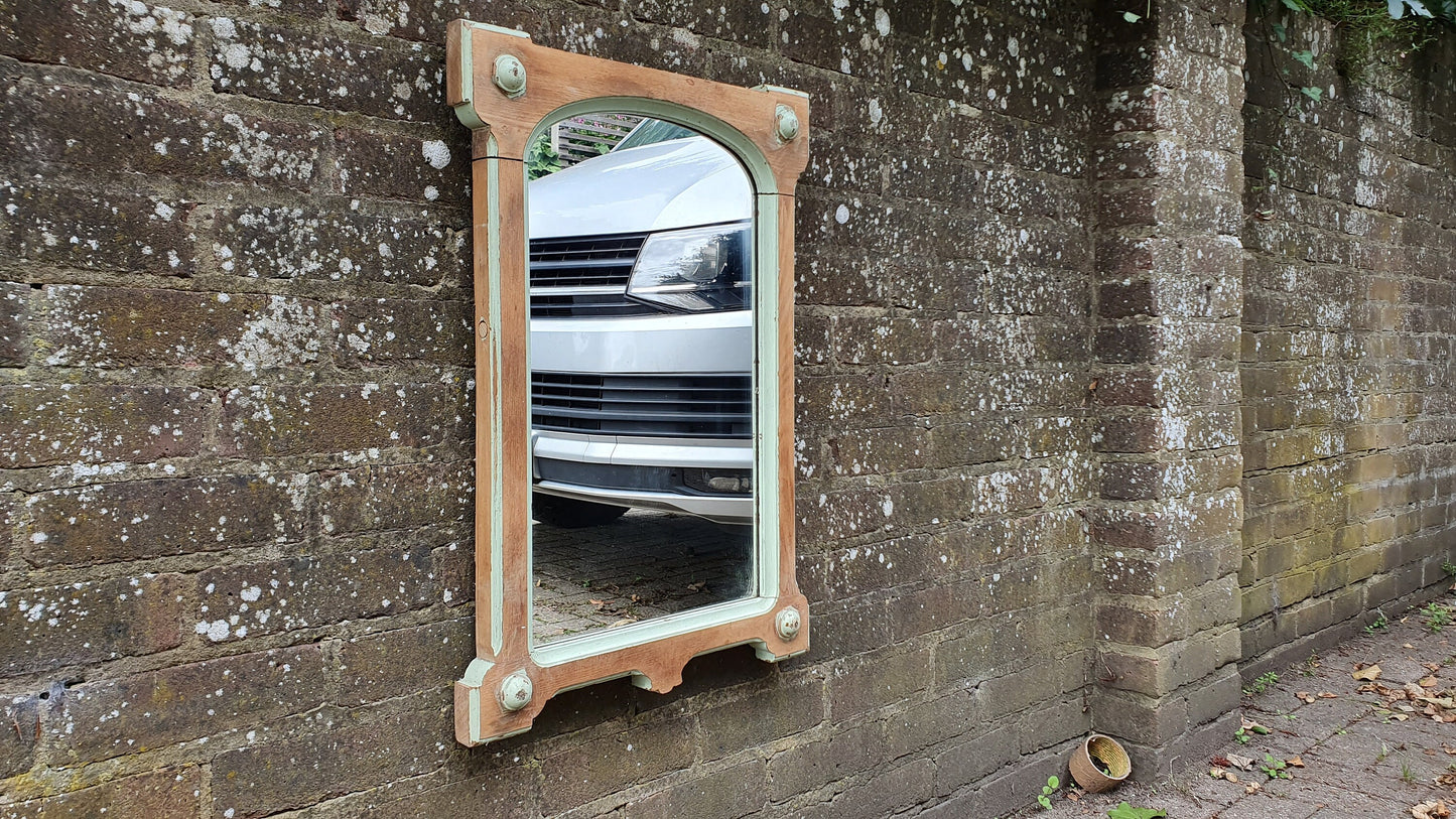 Vintage Ash Part Painted and Wood c1900 Mirror Green.