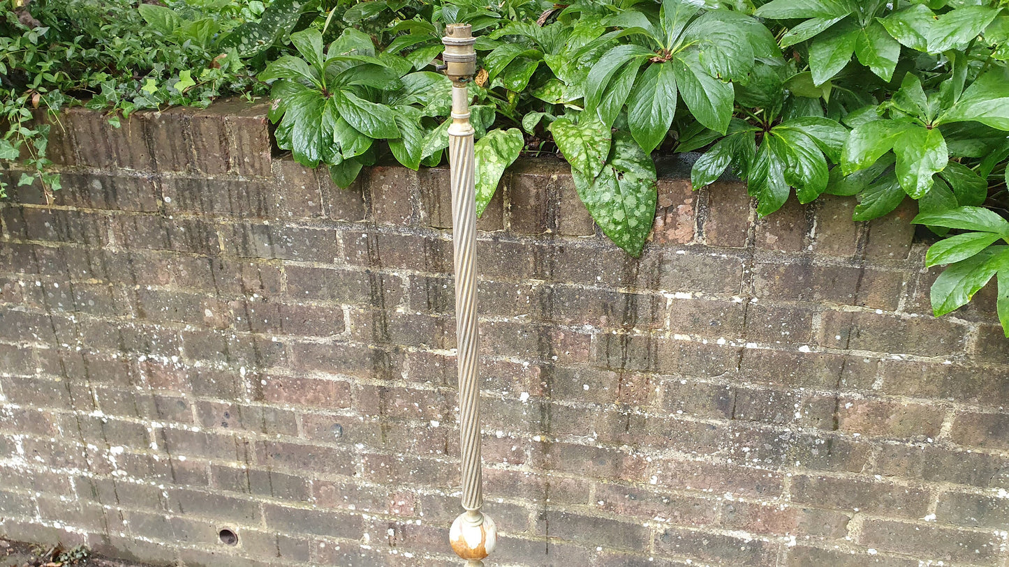 Vintage Brass Metal and Onyx Marble Standard Lamp