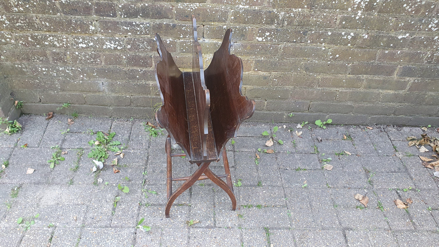 Vintage Freestanding Wooden Magazine Rack Late Victorian