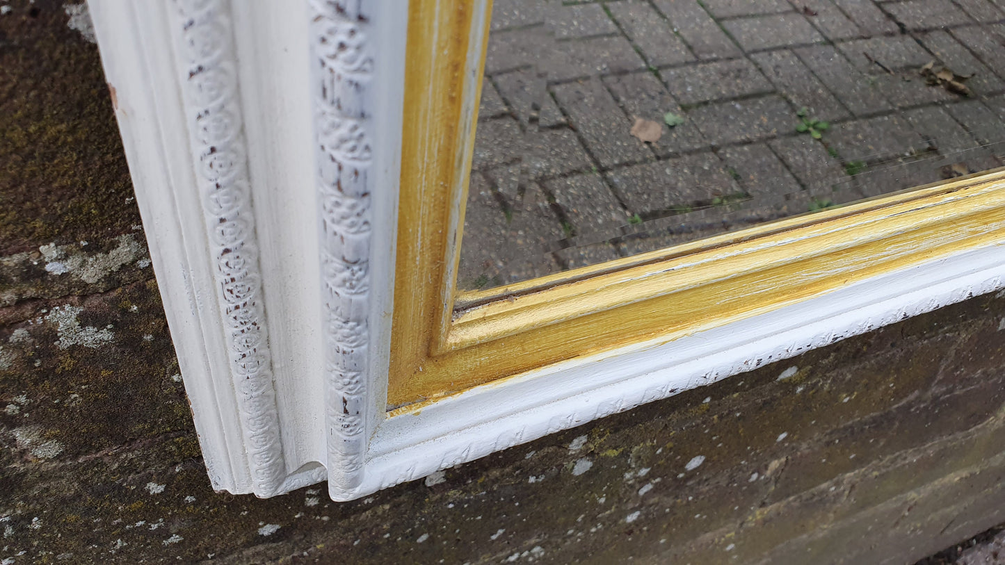Vintage Painted Wall Mirror in Farrow and Ball Wimborne White Bespoke Hand Painted 63 x 53 cm Rectangle