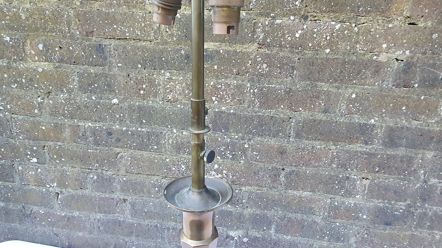 Impressive Brass Wooden Base Tall Bedside Table Desk Lamp Working.