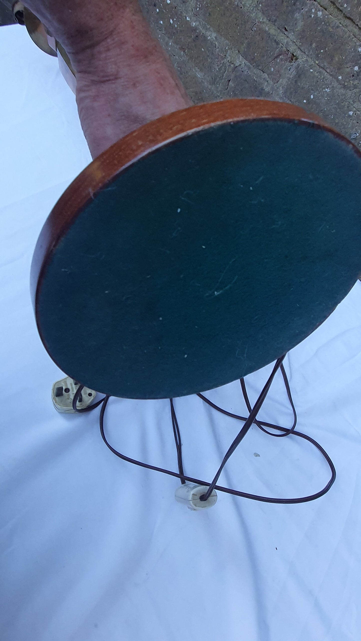 Impressive Brass Wooden Base Tall Bedside Table Desk Lamp Working.