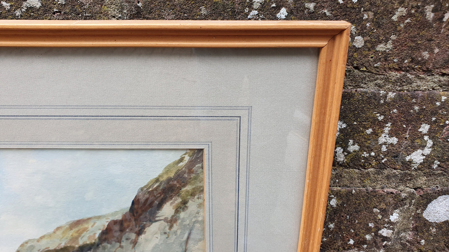 Large Vintage Original Watercolour Rocks and Waves Seascape Seagulls Climb From The Waves by S Trevor Air B’n’B Decor