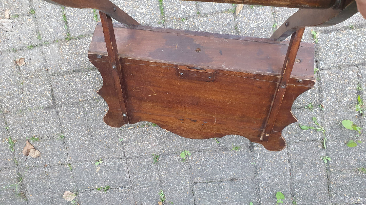 Vintage Freestanding Wooden Magazine Rack Late Victorian