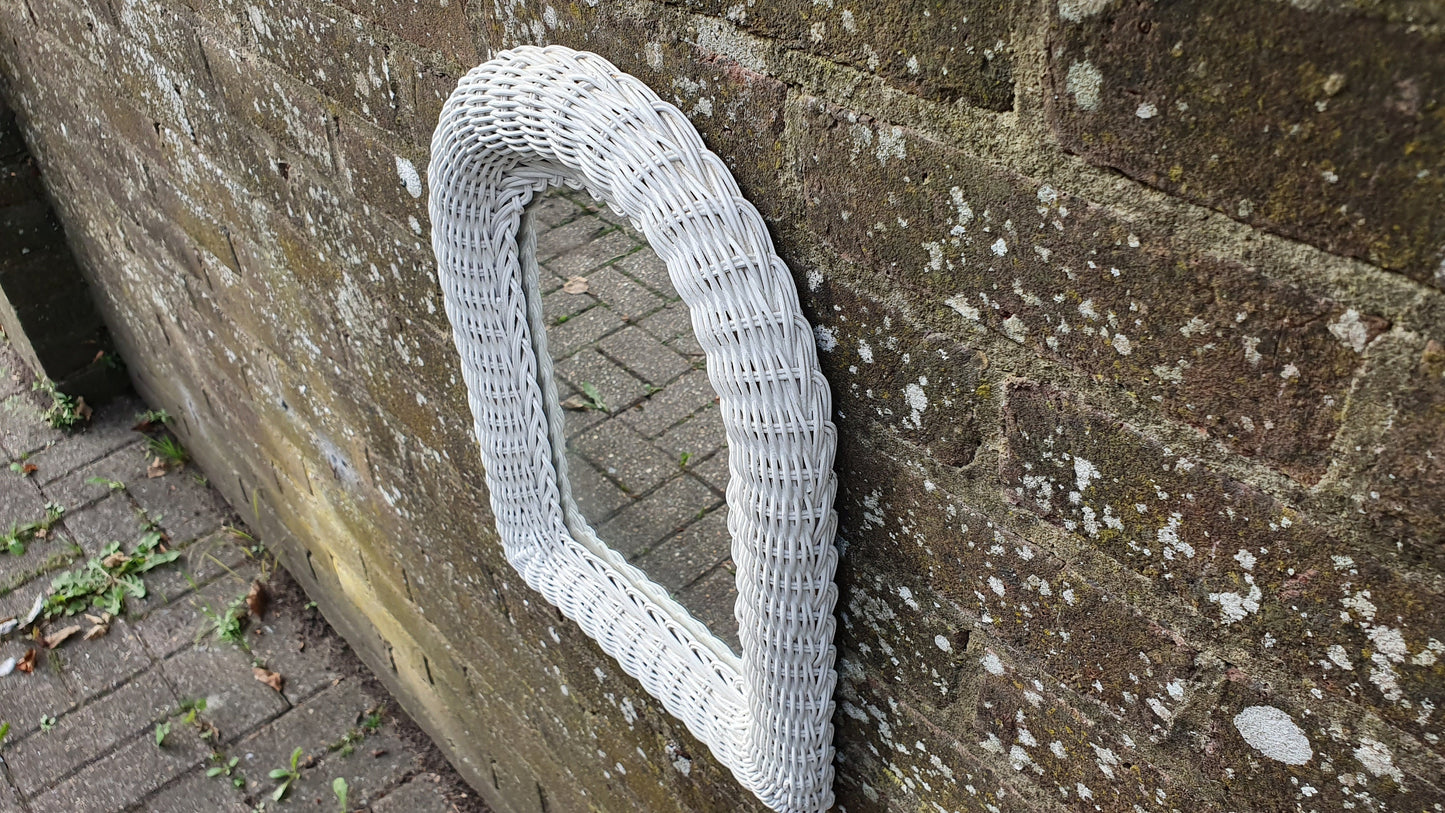 Arch Vintage Painted Wicker Wall Mirror in Farrow and Ball Wimborne White