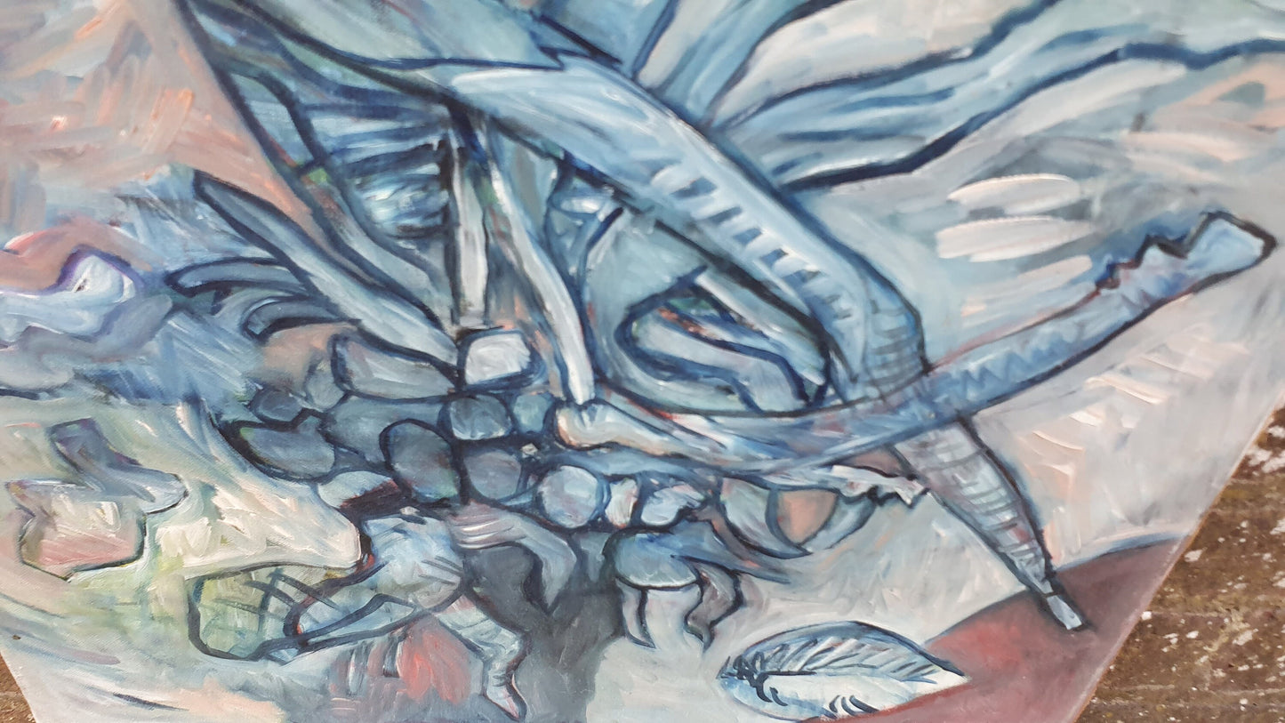 Quirky Vintage Abstract Oil Painting on Canvas Plants
