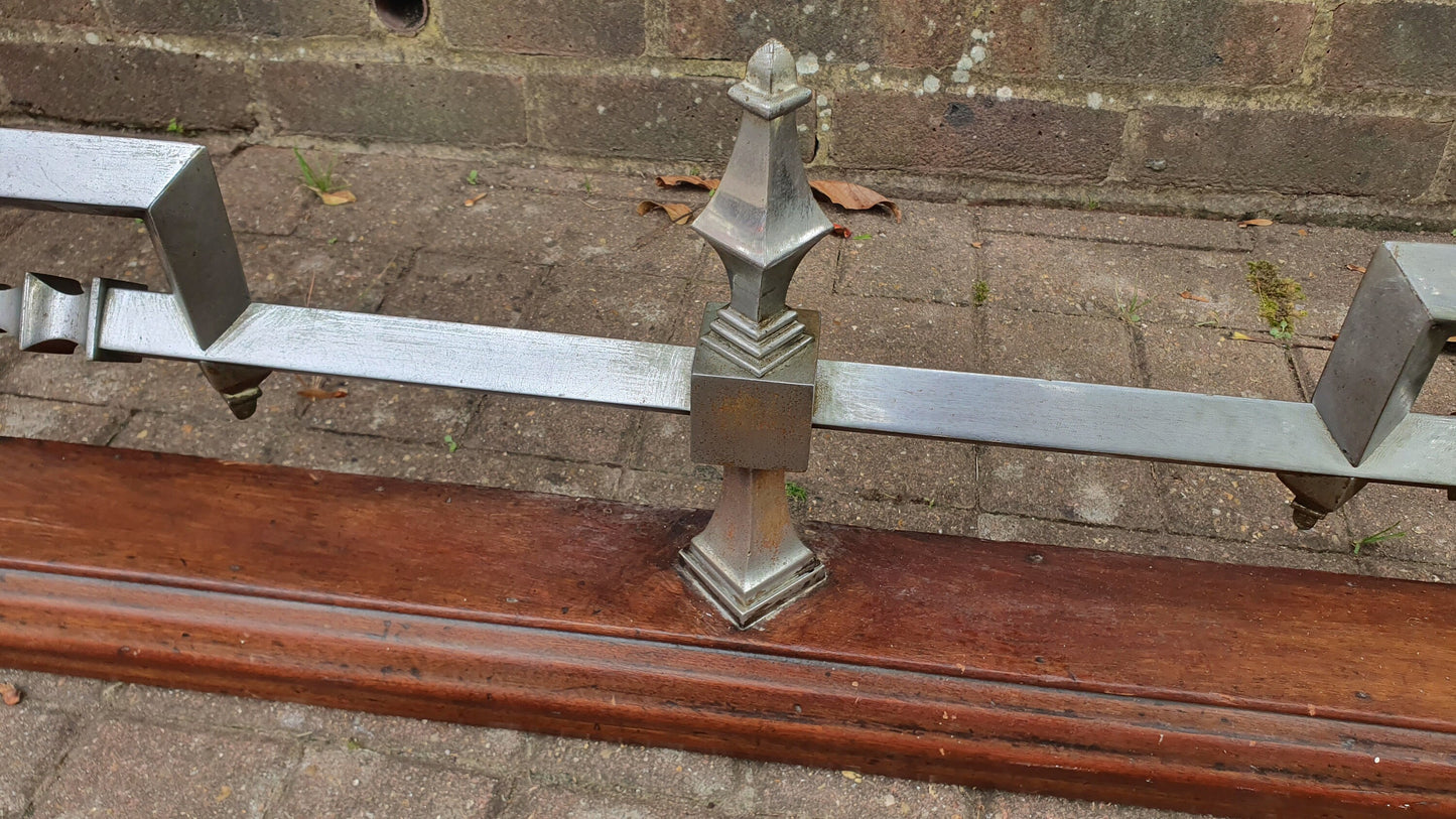Large Vintage Chrome and Hardwood Fender Mid-European Gothic Arts and Crafts Art Nouveau Deco