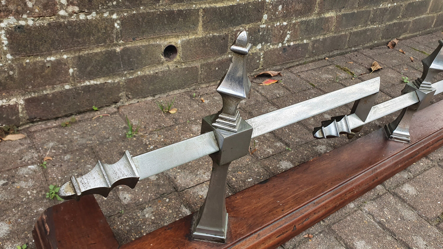 Large Vintage Chrome and Hardwood Fender Mid-European Gothic Arts and Crafts Art Nouveau Deco
