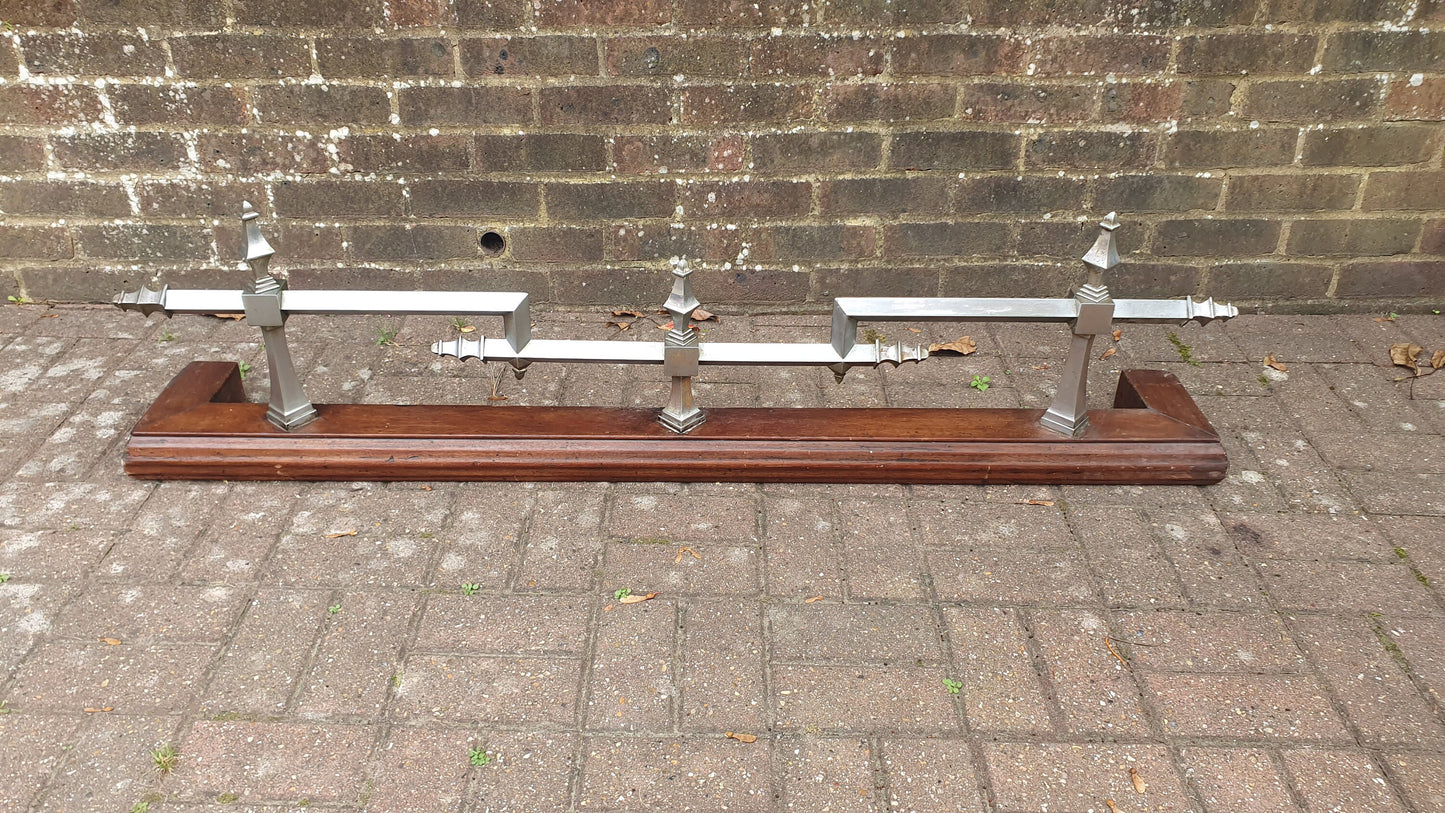 Large Vintage Chrome and Hardwood Fender Mid-European Gothic Arts and Crafts Art Nouveau Deco