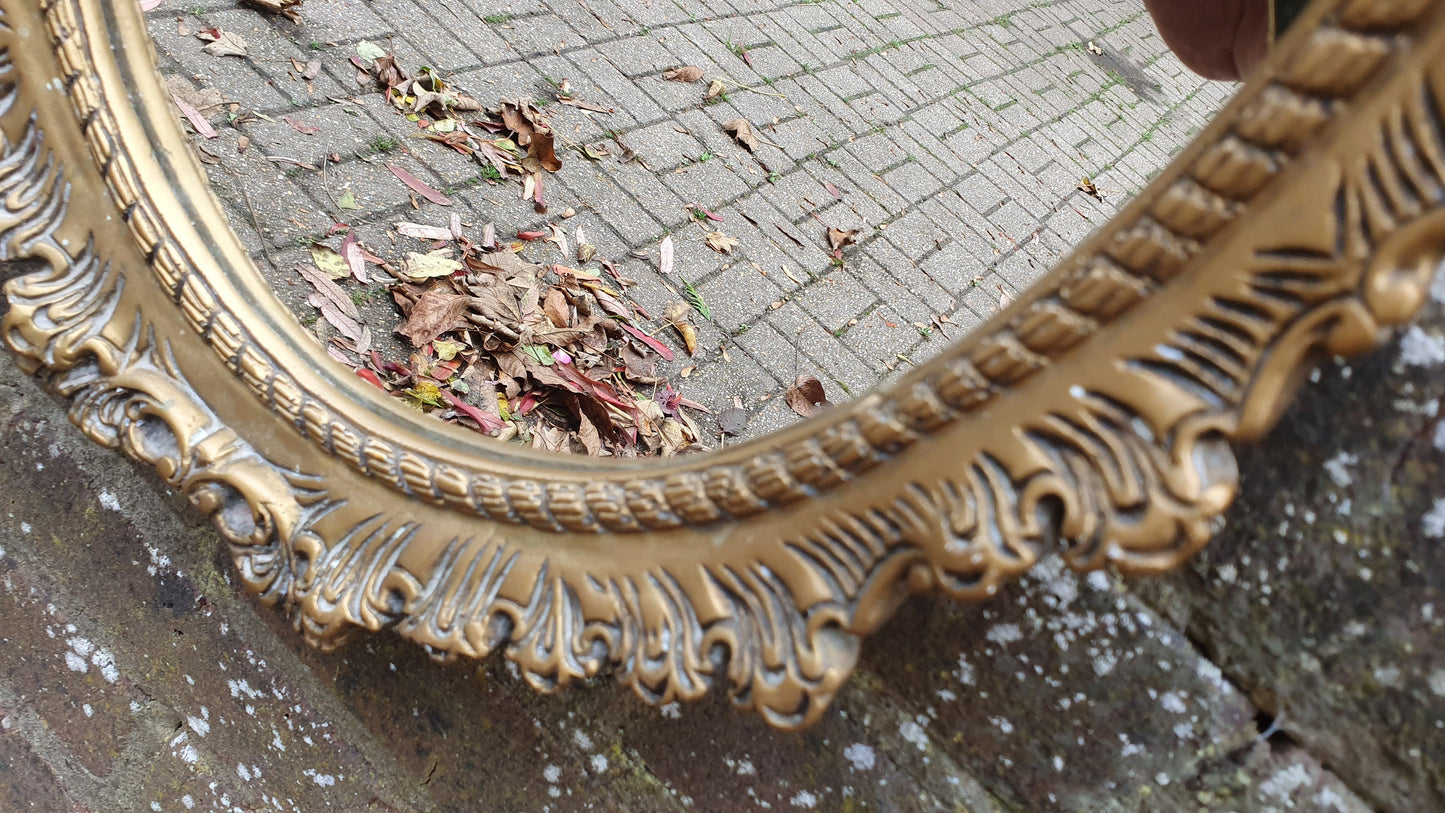 Ornate Plaster and Wire Gold Gilt Decorative Wall Mirror Vintage Retro 70’s