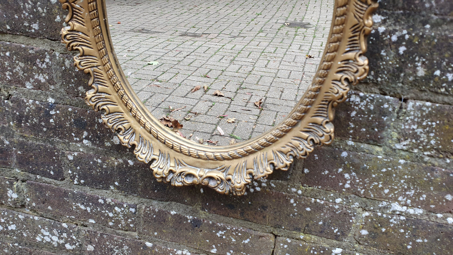 Ornate Plaster and Wire Gold Gilt Decorative Wall Mirror Vintage Retro 70’s