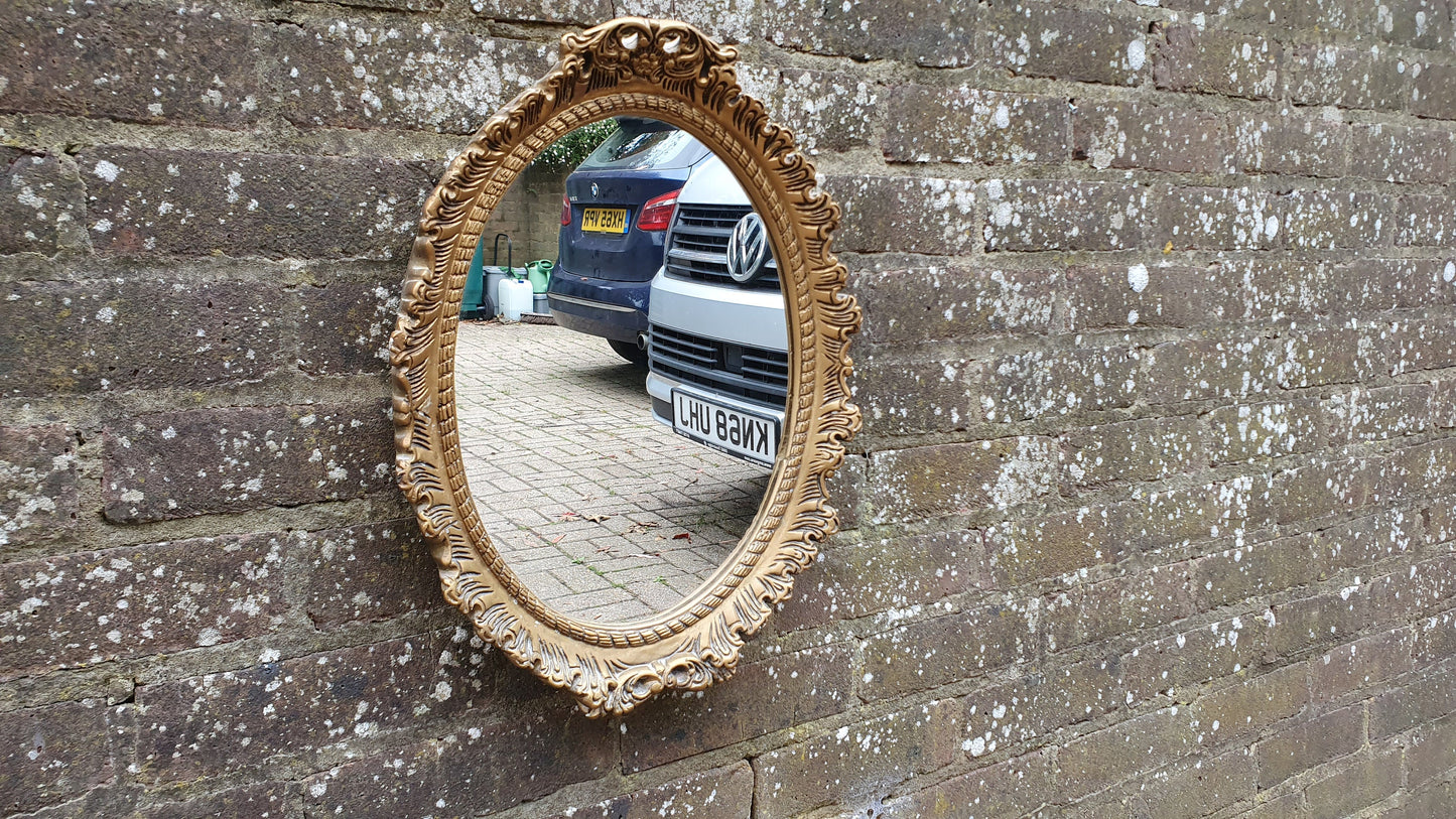 Ornate Plaster and Wire Gold Gilt Decorative Wall Mirror Vintage Retro 70’s