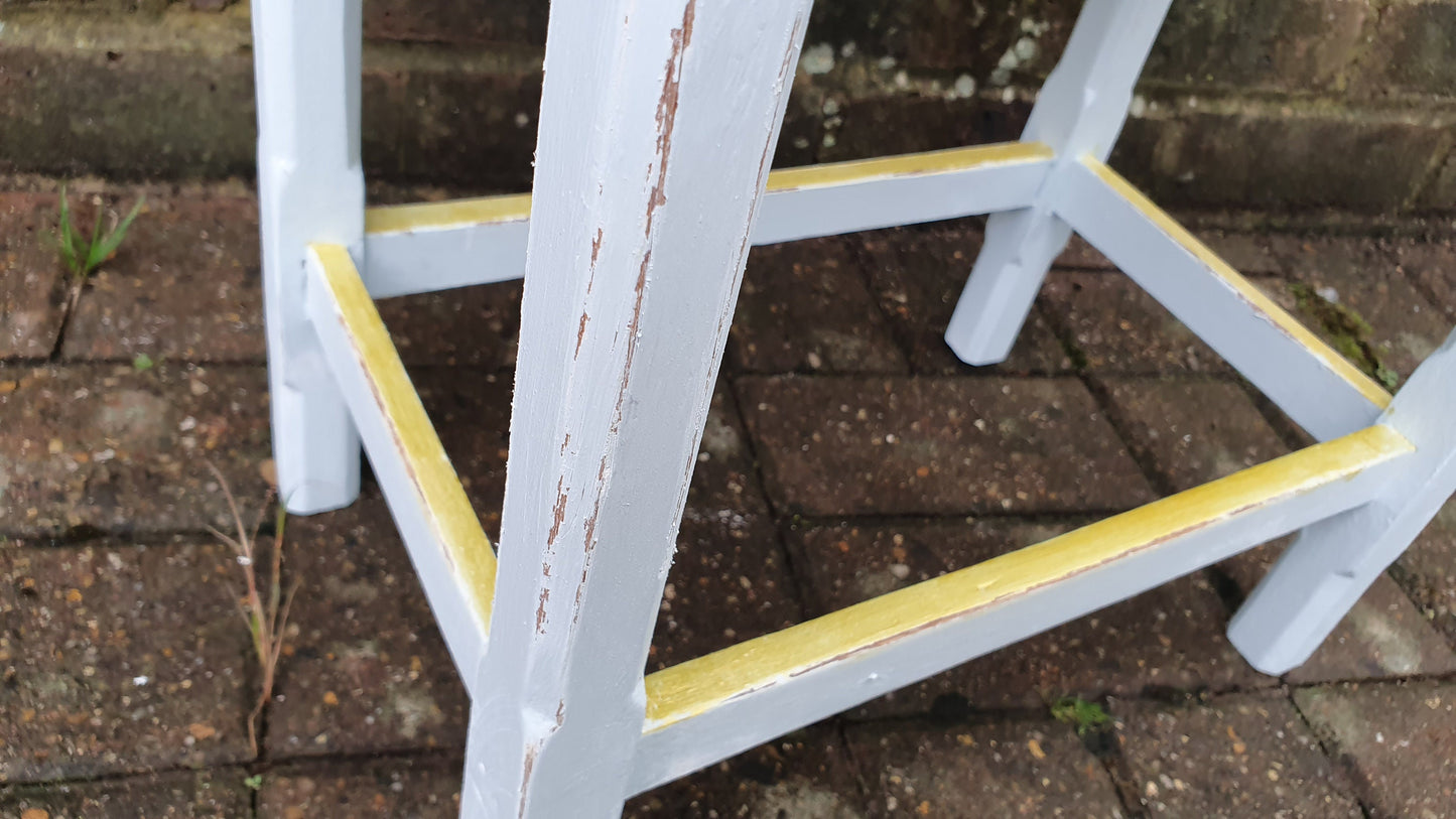 Vintage Early 20th Century Coffee Side Table in Farrow and Ball ‘Borrowed Light’ Duck Egg with Gold Highlights Hand Painted Bespoke Unique.