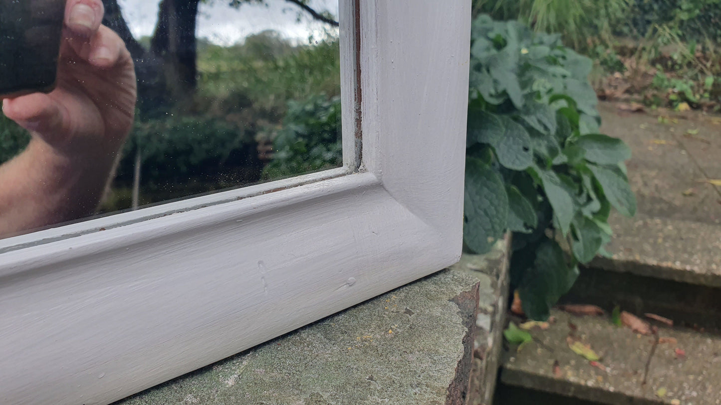 Vintage Painted Mirror in Farrow and Ball in ‘Ammonite’ Light Grey with Gold Highlights Hand Painted Bespoke Unique.