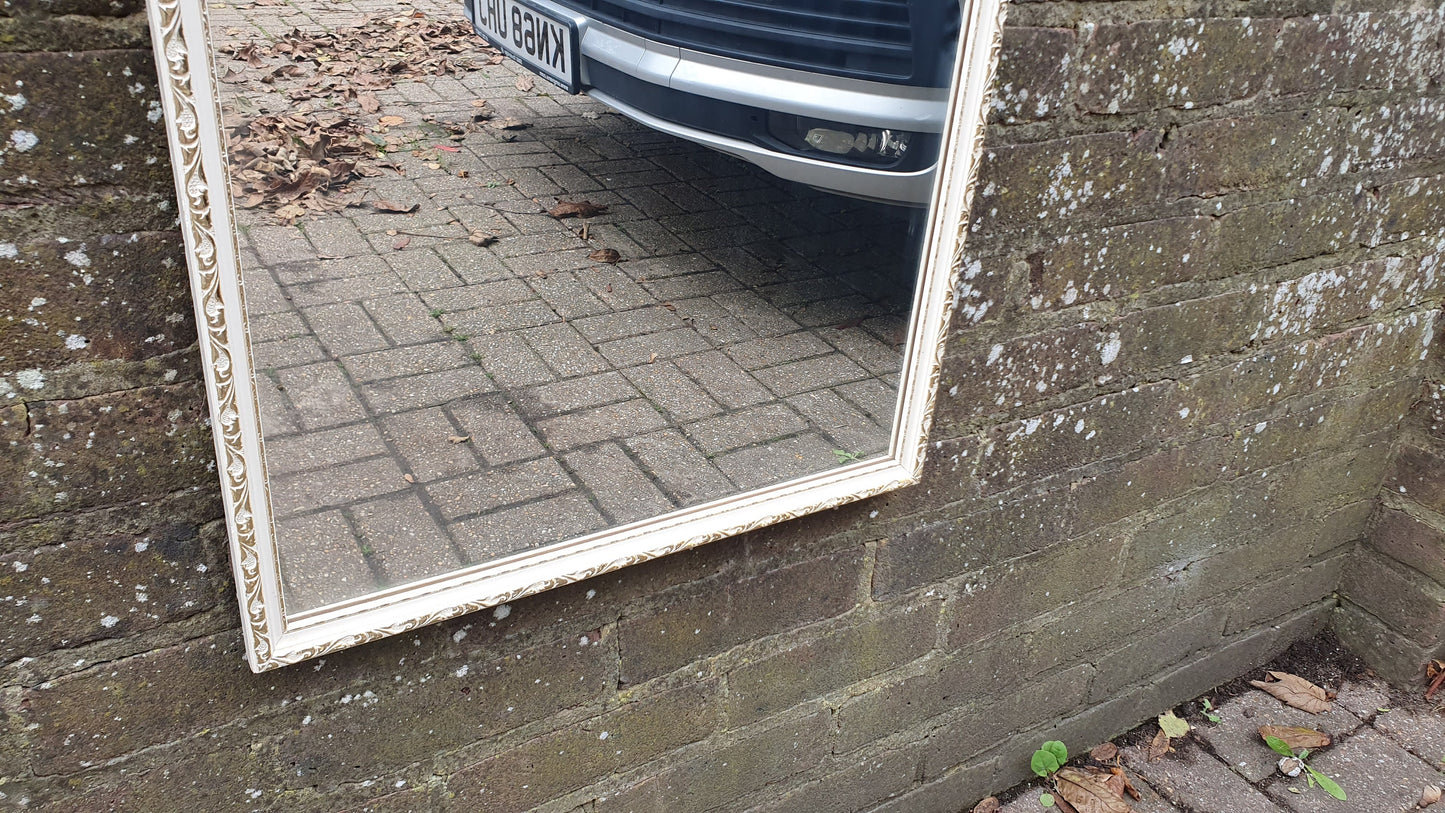 Classic 70’s Vintage Retro Cream and Gold Painted Wall Mirror.