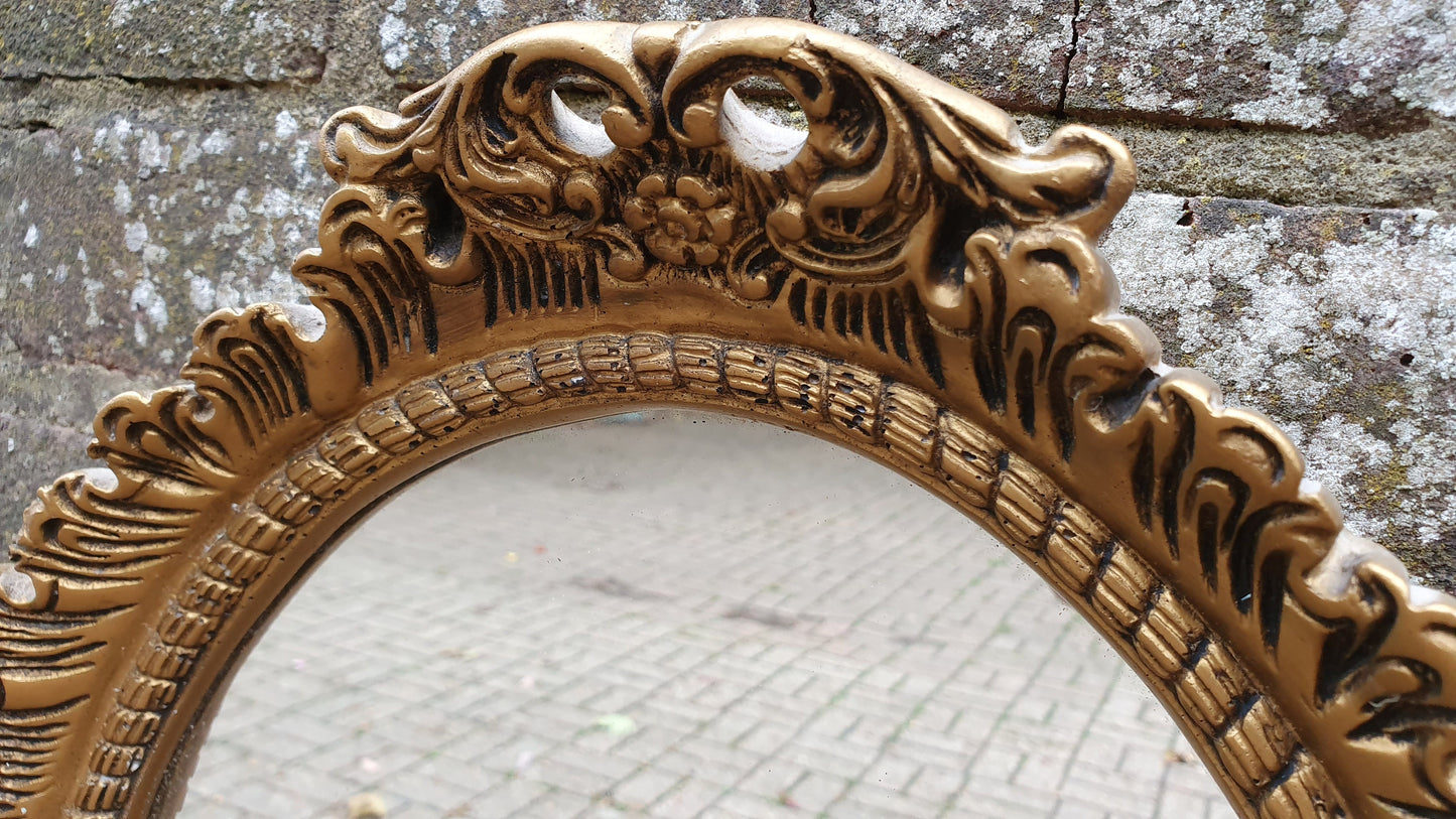 Ornate Plaster and Wire Gold Gilt Decorative Wall Mirror Vintage Retro 70’s