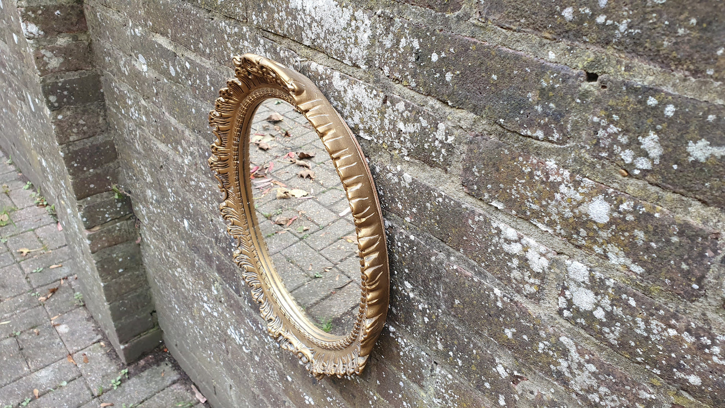 Ornate Plaster and Wire Gold Gilt Decorative Wall Mirror Vintage Retro 70’s