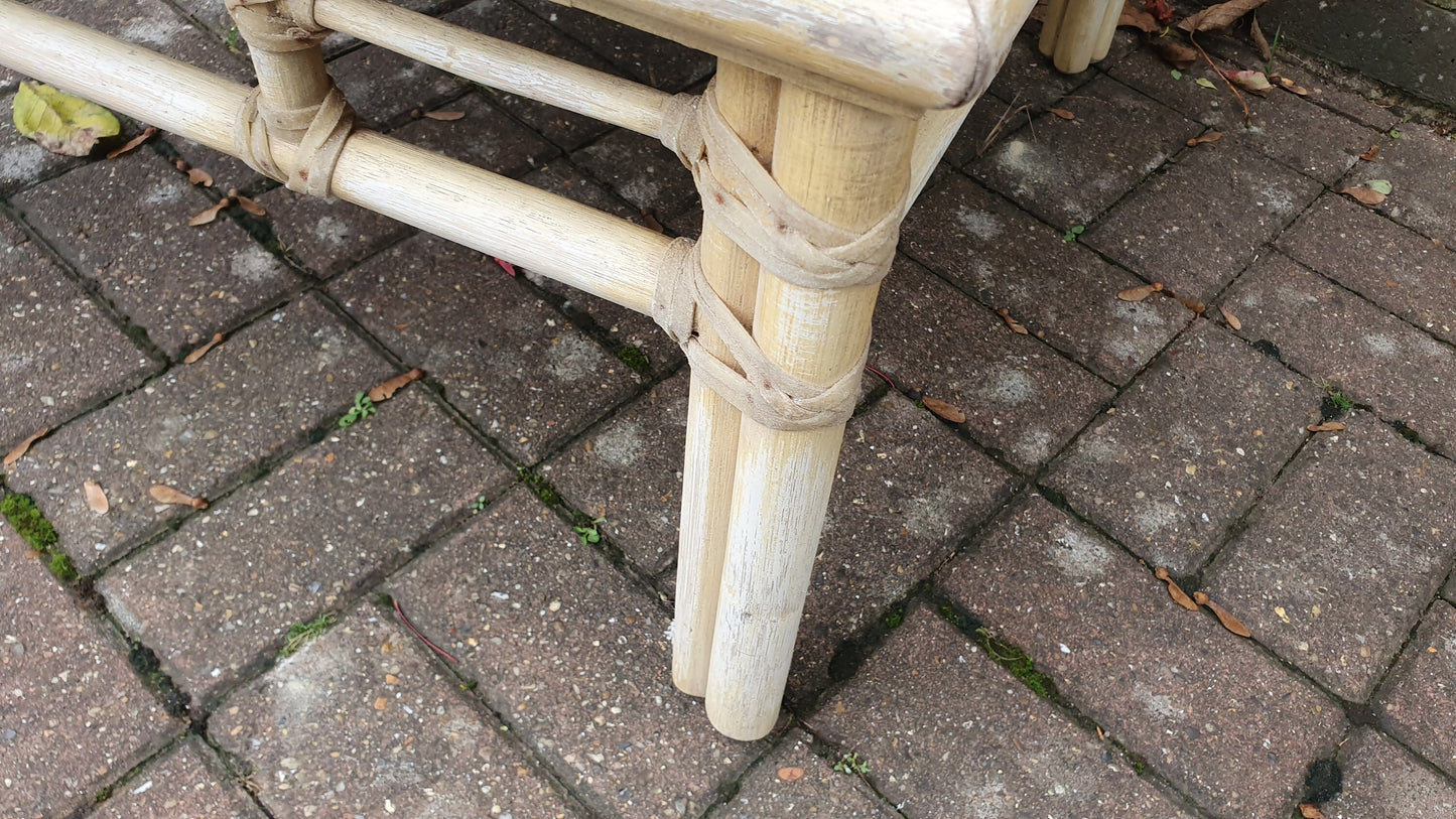 Vintage Painted Bamboo with Marble Top Coffee Table