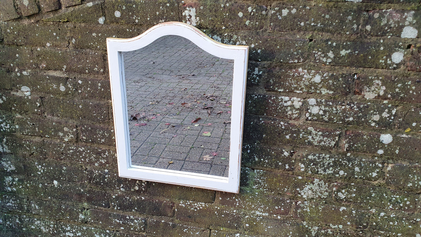 Vintage Painted Mirror in Farrow and Ball in ‘Ammonite’ Light Grey with Gold Highlights Hand Painted Bespoke Unique.