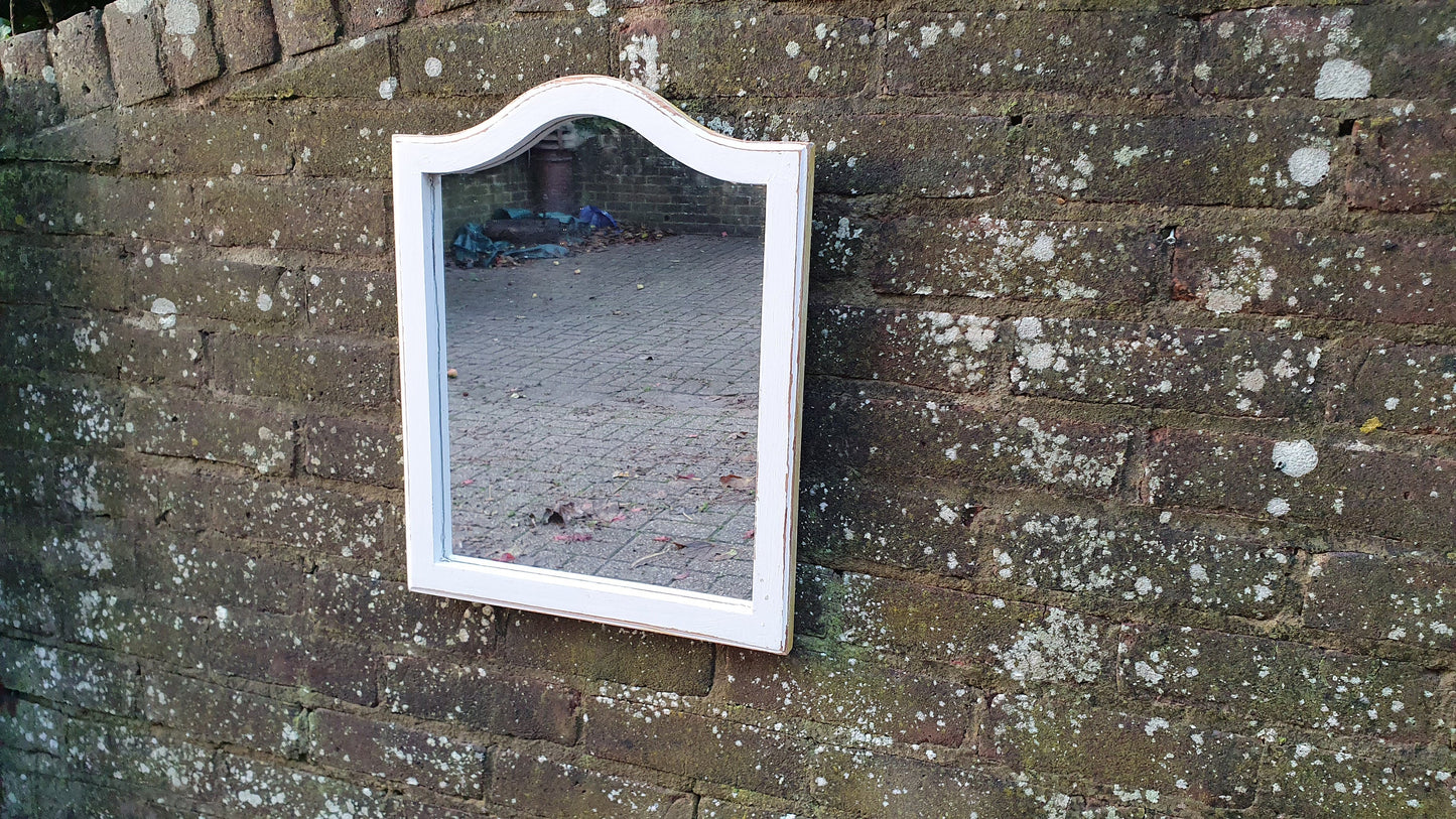 Vintage Painted Mirror in Farrow and Ball in ‘Ammonite’ Light Grey with Gold Highlights Hand Painted Bespoke Unique.