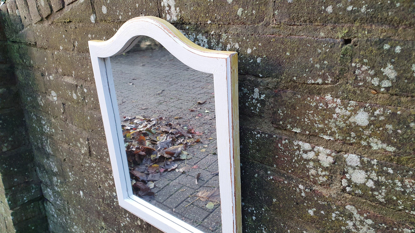 Vintage Painted Mirror in Farrow and Ball in ‘Ammonite’ Light Grey with Gold Highlights Hand Painted Bespoke Unique.