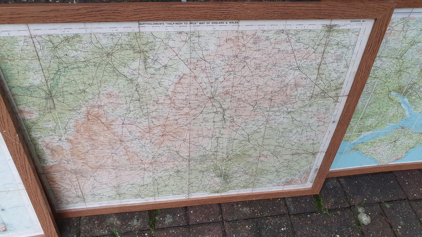 4 Very Large Framed Maps New Forest Middlesex Essex Suffolk Oxford