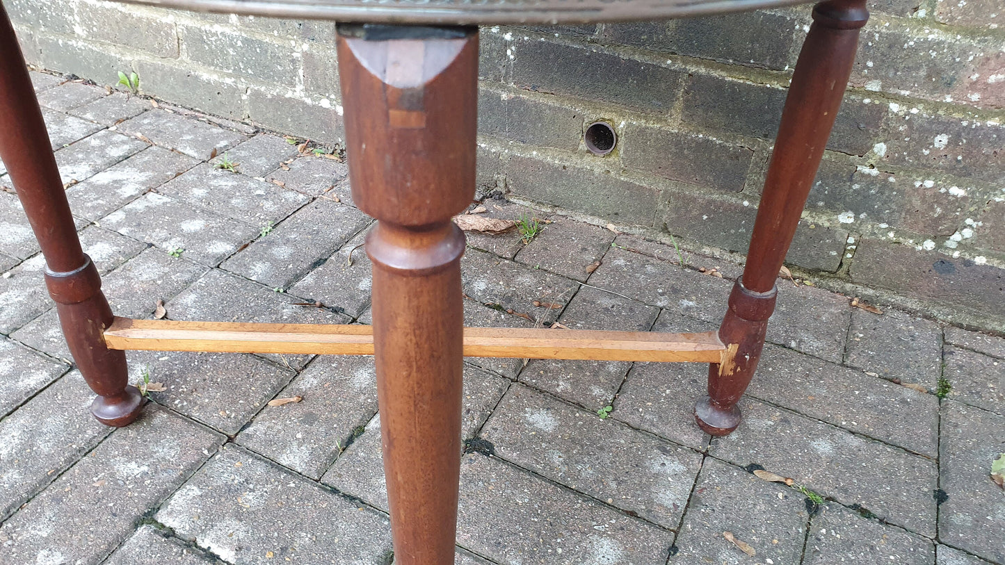 Large Vintage Hardwood and Brass Benares Coffee Occasional table