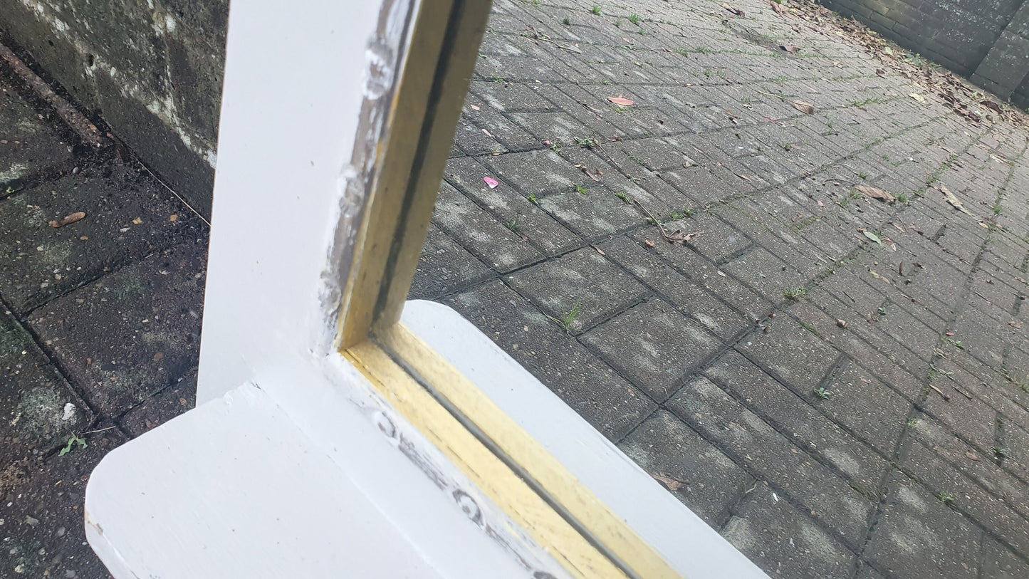 Vintage Mirror with Anchor Hooks in Farrow and Ball in ‘Ammonite’ Light Grey with Gold Highlights Hand Painted Bespoke Unique