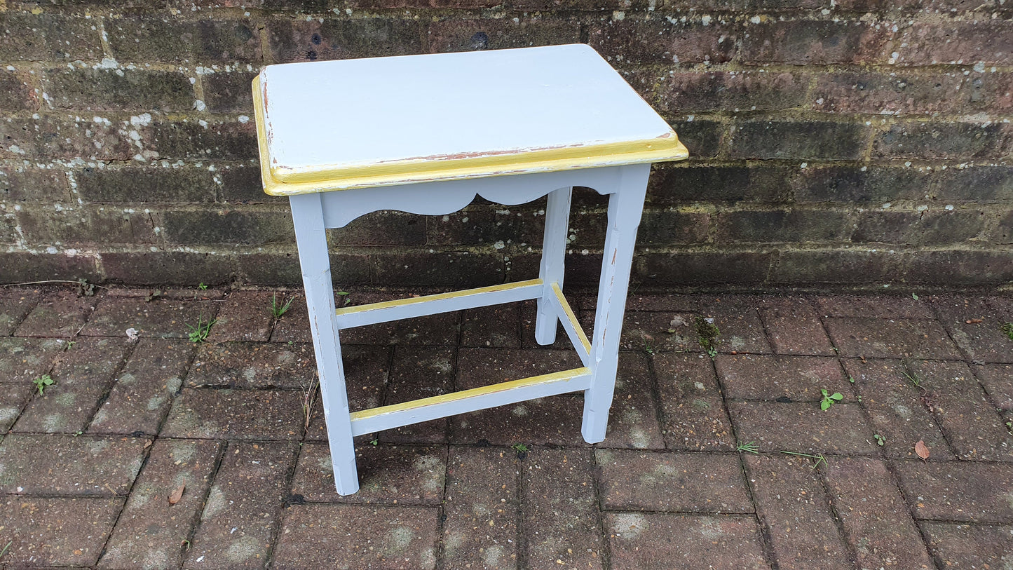 Vintage Early 20th Century Coffee Side Table in Farrow and Ball ‘Borrowed Light’ Duck Egg with Gold Highlights Hand Painted Bespoke Unique.