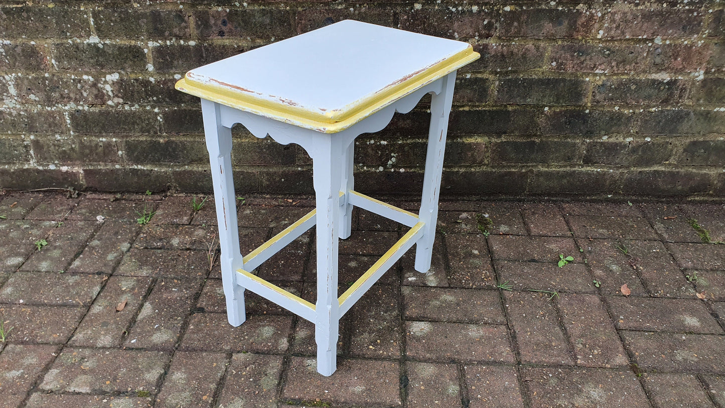 Vintage Early 20th Century Coffee Side Table in Farrow and Ball ‘Borrowed Light’ Duck Egg with Gold Highlights Hand Painted Bespoke Unique.