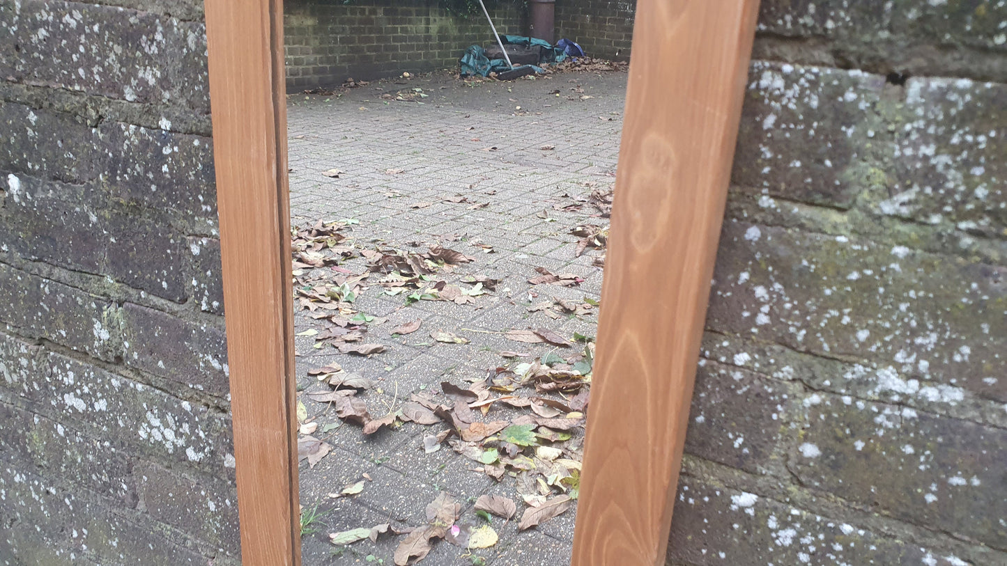 Top Quality Long Golden Ash or Oak Mirror with Heart Motif. Lover’s Mirror
