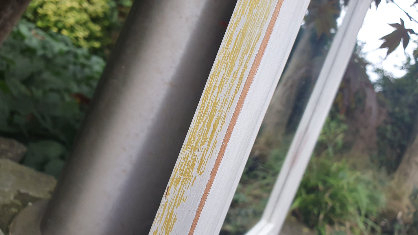 Vintage Painted Mirror in Farrow and Ball in ‘Ammonite’ Light Grey with Gold Highlights Hand Painted Bespoke Unique.