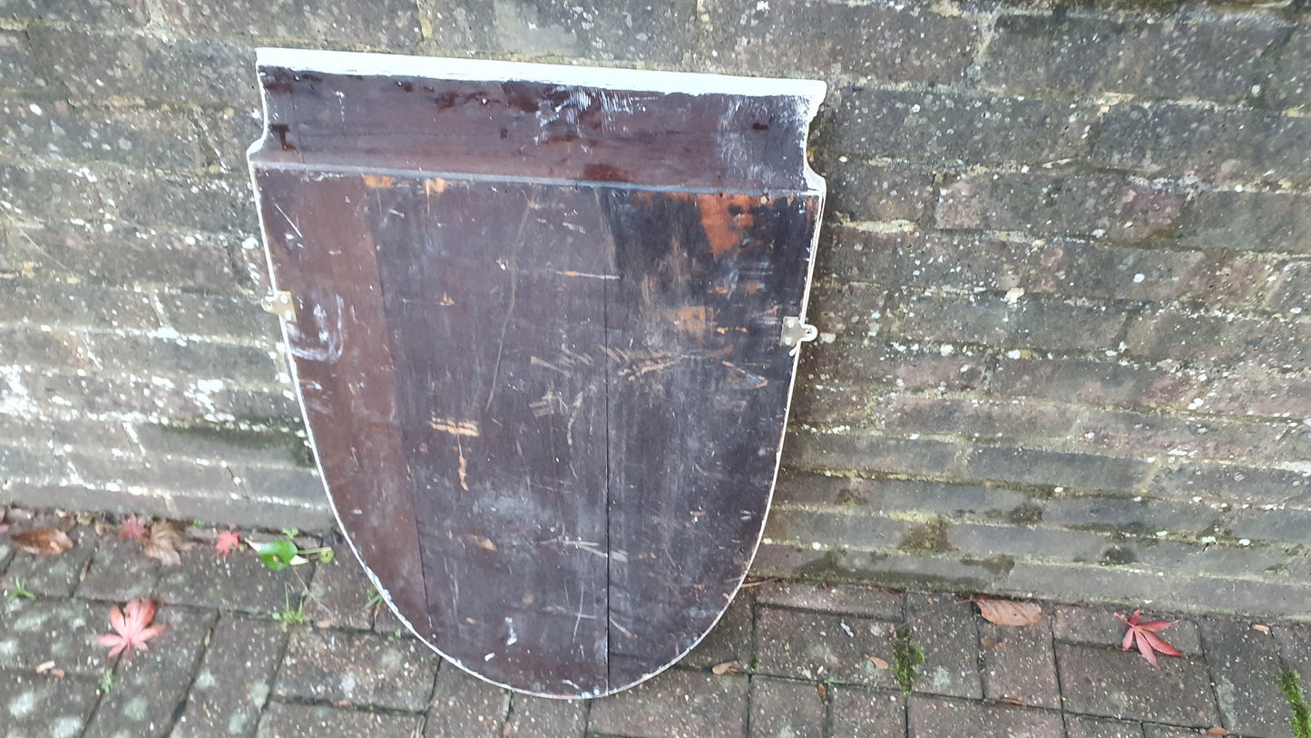 Vintage Painted Mahogany Shield Shape Mirror in Farrow and Ball Winborne White Gold Highlights.