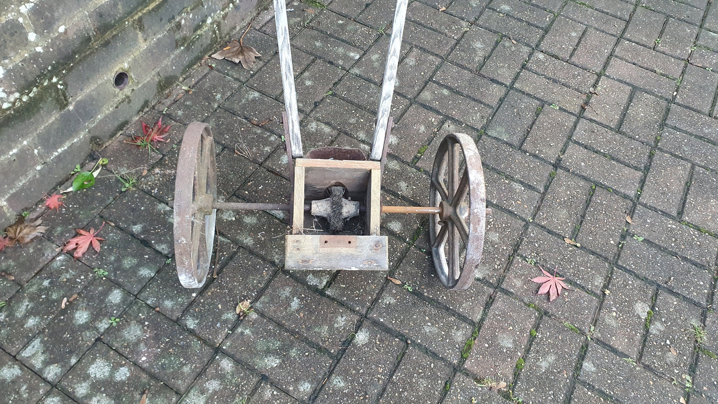 Vintage Wood and Metal Agricultural Seed Sower Horticulture Gardening Industrial