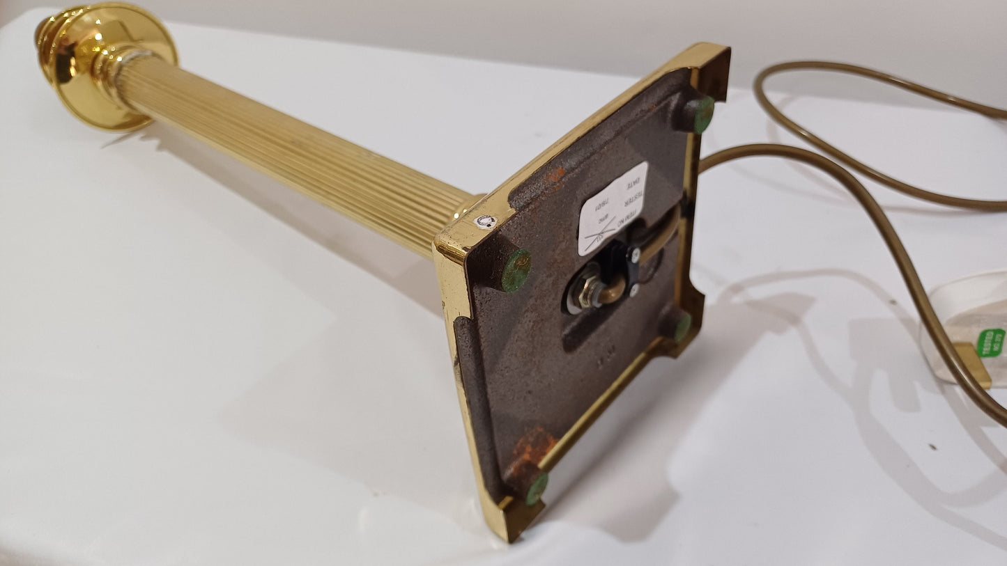 Vintage Fluted Brass Table Lamp Working.