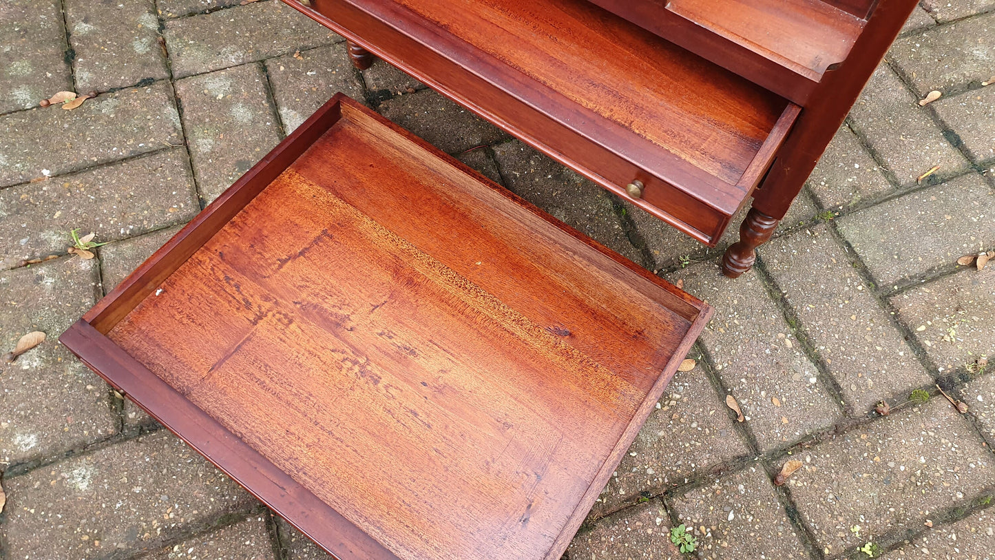 Teak Magazine Rack Canterbury Two Drawers.