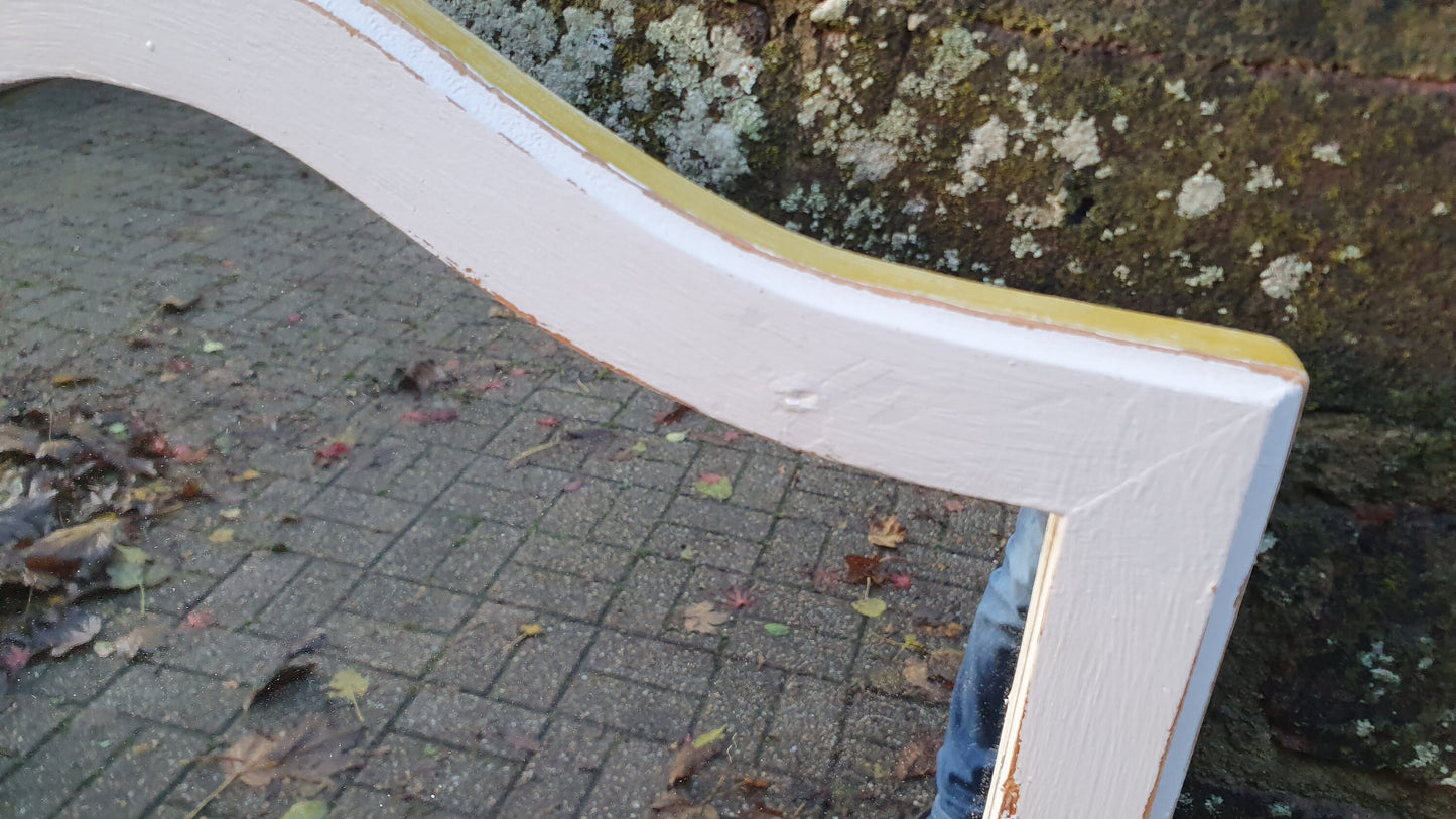 Vintage Painted Mirror in Farrow and Ball in ‘Ammonite’ Light Grey with Gold Highlights Hand Painted Bespoke Unique
