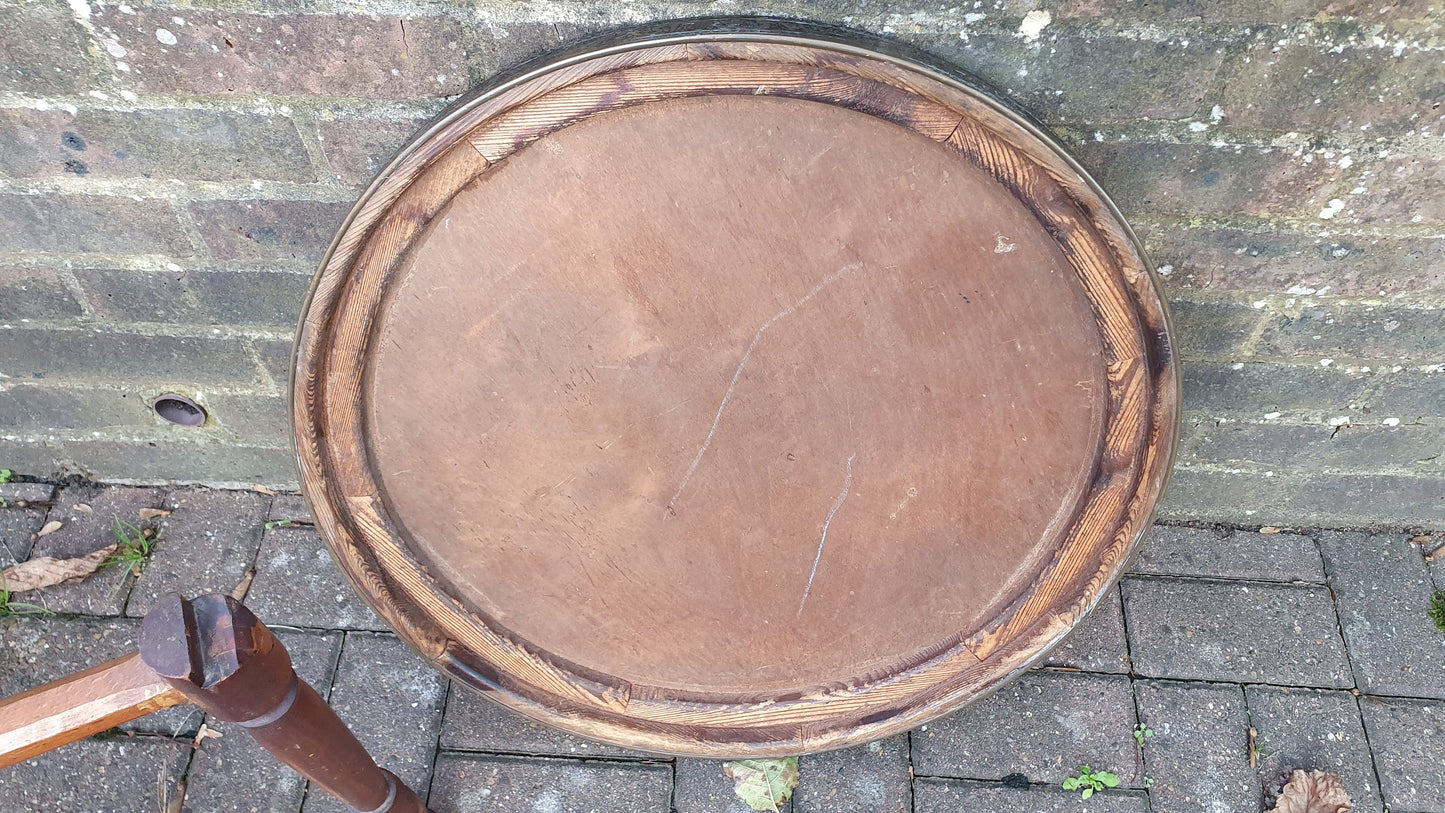 Large Vintage Hardwood and Brass Benares Coffee Occasional table