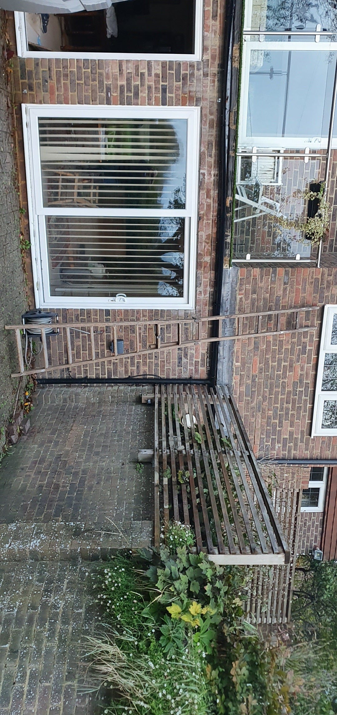 Massive Vintage Pine Step Ladder Also Extends Into Full Double Ladder Shop Display. 12 ft!