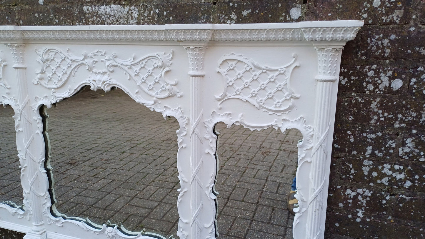 Huge Ornate Painted Victorian Over Mantel Mantle Mirror.
