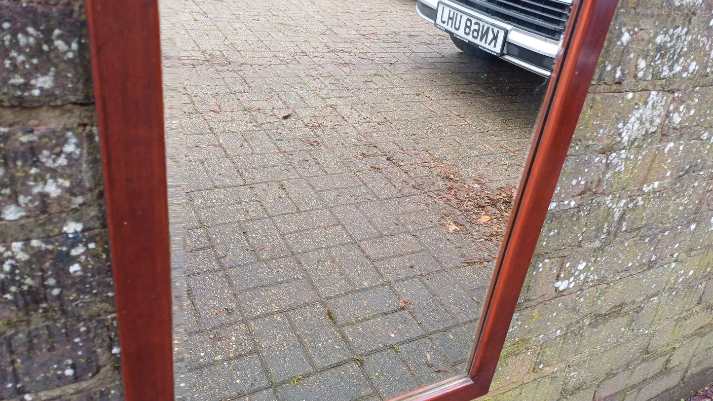 Large Vintage Rectangle Mahogany Wall Mirror.