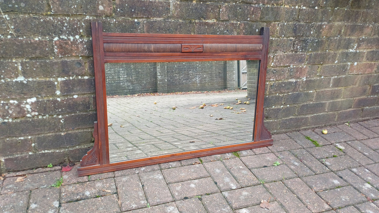 Vintage Mahogany Over Mantel Mantle Wall Mirror Late Victorian.