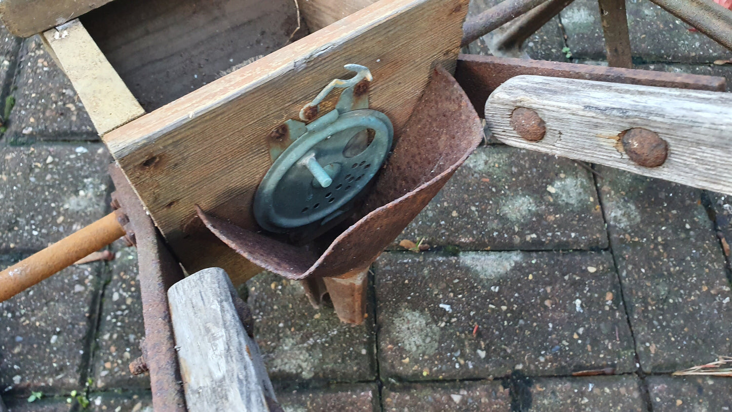 Vintage Wood and Metal Agricultural Seed Sower Horticulture Gardening Industrial