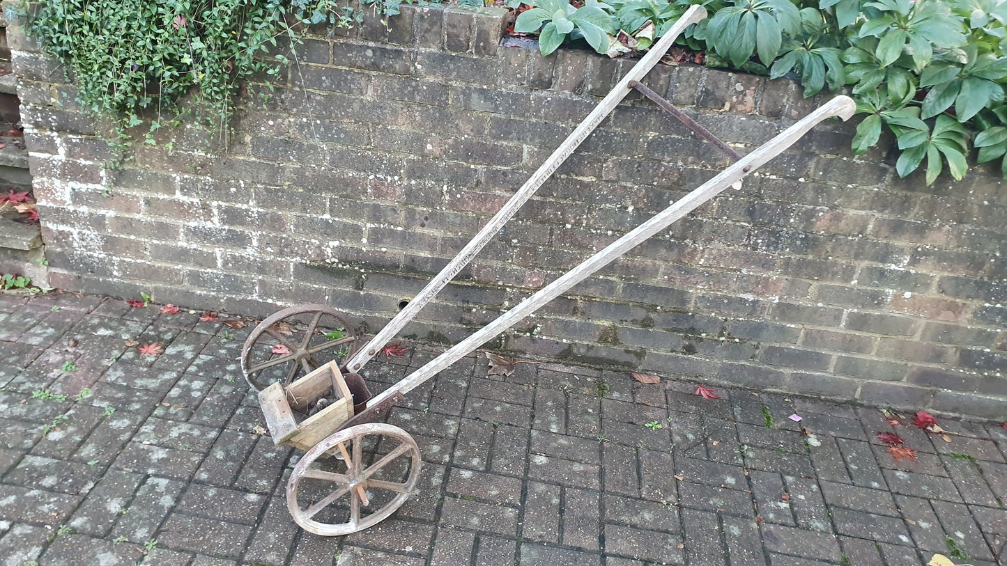 Vintage Wood and Metal Agricultural Seed Sower Horticulture Gardening Industrial