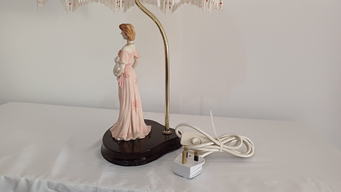 The Juliana Collection Art Deco Nouveau Style Figurine Table Lamp - Lady with dog and umbrella
